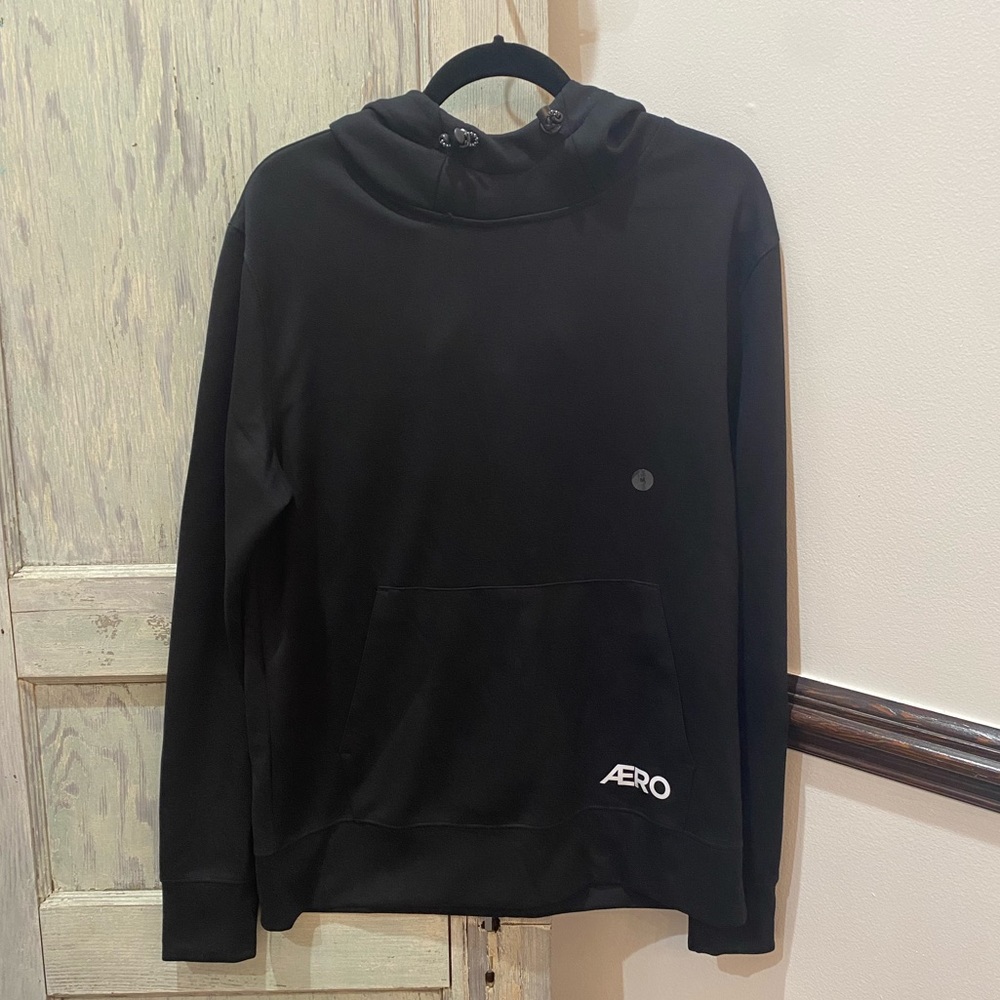 Aeropostale Hoodie Solid Black Draw String Hood NWT Med